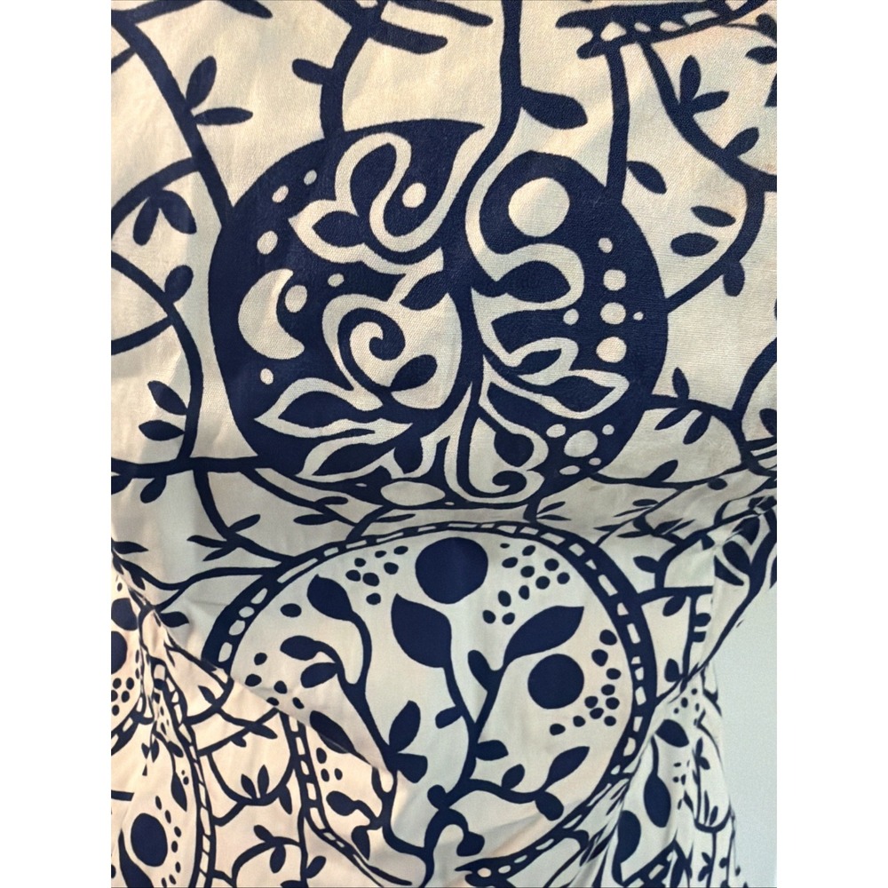 Tabitha Simmons Blue White Paisley Midi Dress Bustier Fit Flare Designer Sz 2 - Picture 2 of 5